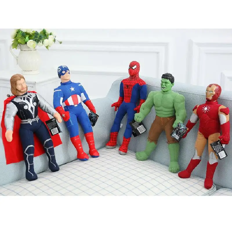 Muñeco de peluche de personaje de Los Vengadores para niños, juguete de felpa de personajes de Star Wars, Spiderman, Yoda