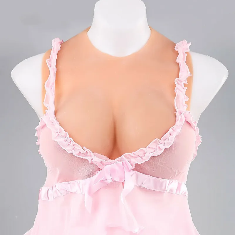 Artificial Silicone Breast Forms Half-body Soft Fake Breast Tight Suit CD Crossdresser Transgender Boobs Plus Size Push Up Bra