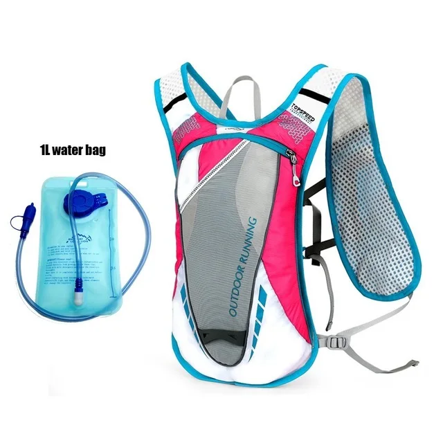 Pink with water bag Дышащий гидратационный жилет для бега, легкий мужской женский спортивный рюкзак для бега, марафона, походный рюкзак для велоспорта - Цвет: Pink with water bag