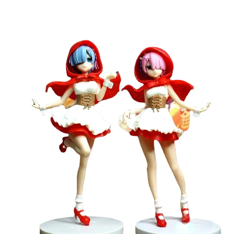 

21CM PVC Anima Life in a different world from zero Little Red Riding Hood Rem Action Figure Model Decoration Model Xmas gift