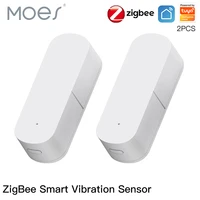 moes zigbee smart vibration sensor detectiontuya smart life app notificationreal time motion shock alarmhistory record