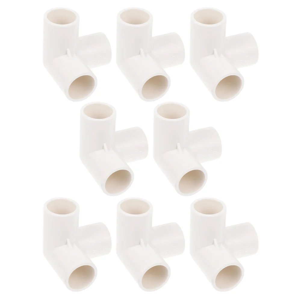 

8 Pcs 1 Bag Three-way Connectors Furniture Connectors Water Pipe Joints (White)