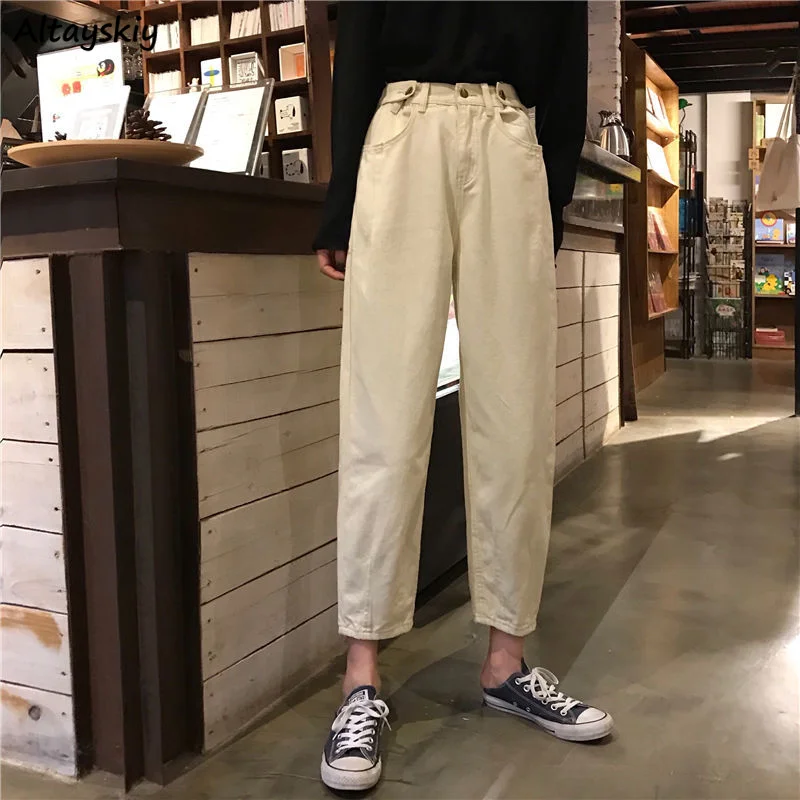 

Large Size Jeans Women 4XL Straight Zipper Fly Solid Simple Loose Preppy Daily Denim Ulzzang Chic Stylish Females Spring Popular