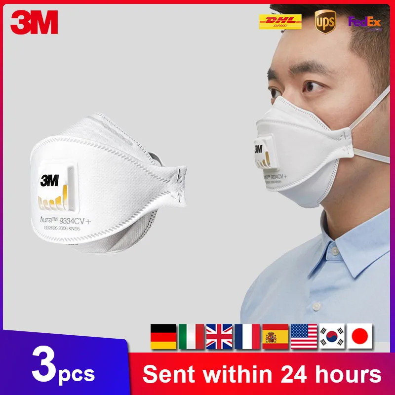 

Маска для лица Aura Mask 9334CV KN95, Пылезащитная, оригинальная, 3M