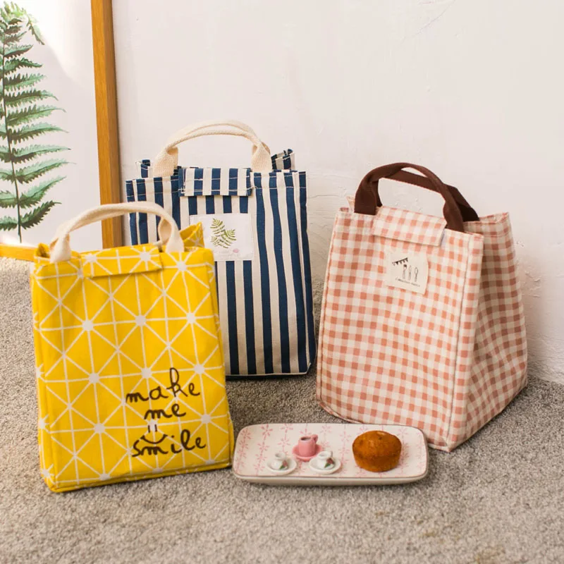 

Canvas Thickened Lunch Bag Waterproof Large Portable Lunch Bag Lunch Box Bag Insulation Student Carrying Lunch Lunch Storage