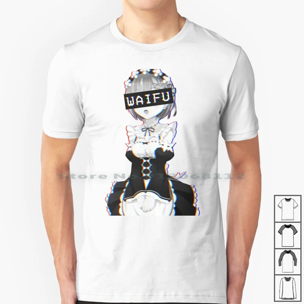 Футболка Rem Waifu 100% хлопок Rezero Re Zero девушки из Аниме Манга Кара хаджимеру Isekai Seikatsu