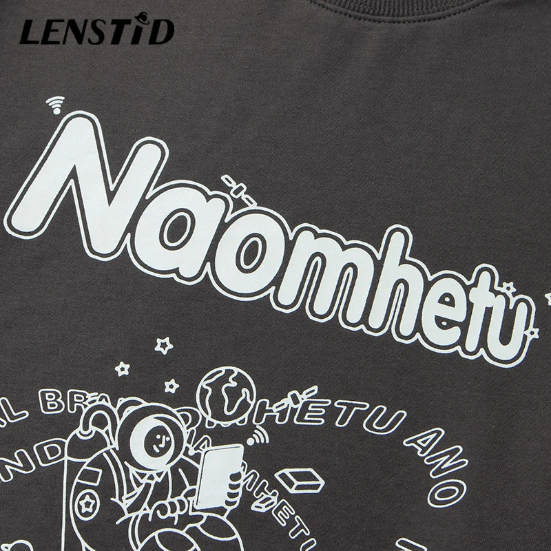 

LENSTID Autumn Men Sweatshirts Hip Hop Letter Spaceman Print Harajuku Streetwear Pullover Hoodies Casual Cotton Sweat Shirts