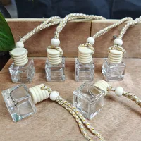 Transparent Perfume Bottle Car Hanging Perfume Ornament Air Freshener For Essential Oils Diffuser Fragrance Empty Glass Bottle