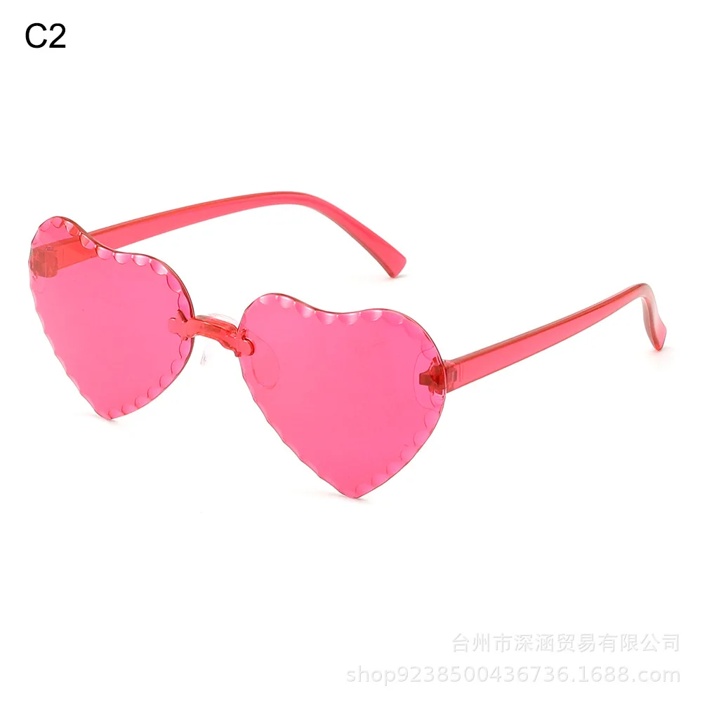 

Romantic Heart Women's Sunglasses Serrated Edge Cutting Lenses Rimless Candy Color Gradient Sun Glasses Influencer Same Item