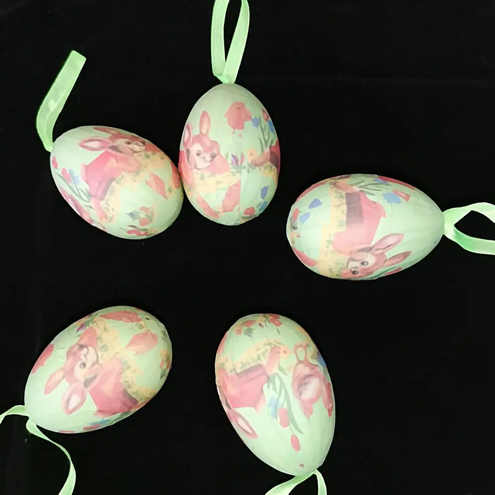 

HOT SALES !!! 6Pcs Mini Funny Bunny Pattern Easter Eggs Pendant DIY Craft Decorative Toy for Spring Party