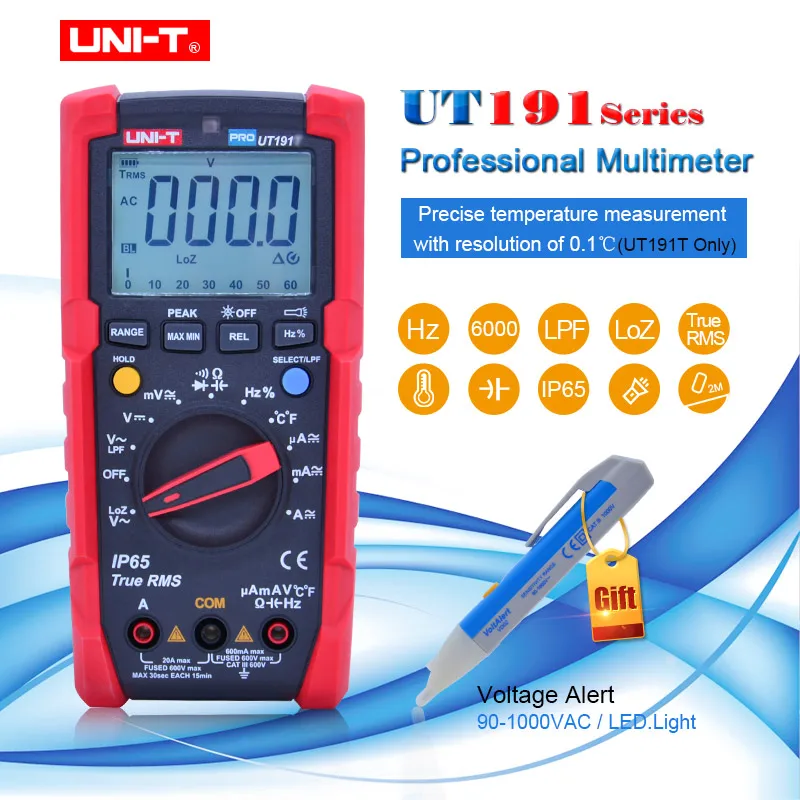 Профессиональный мультиметр UNI T UT191E/UT191T цифровой true RMS тестер