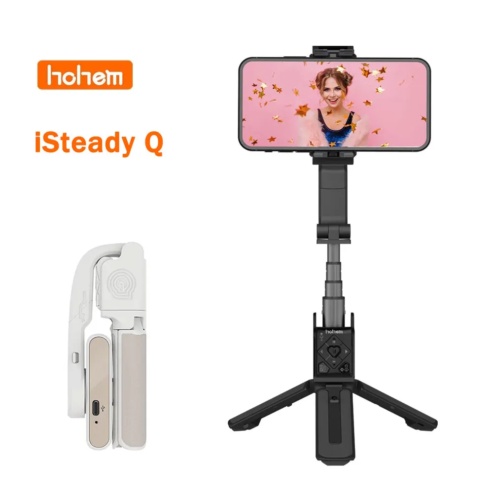 

Hohem iSteady Q Smartphone Gimbal Stabilizer 360 Face Tracking Rotating Desktop Stabilizer Selfie Stick for iPhone Android Phone
