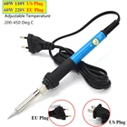 Электрический паяльник с регулируемой температурой, 60 Вт, 110220 В, сварочные инструменты с внутренним нагревом, 200-450 градусов, вилка стандарта ЕС для электроники