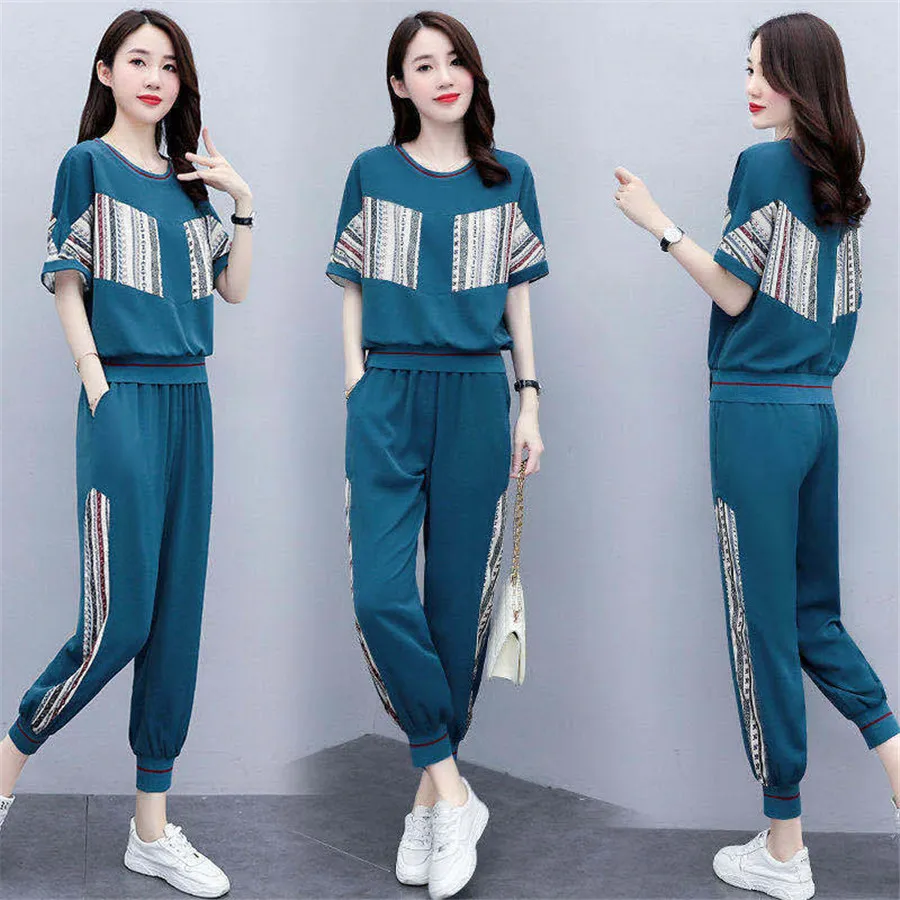 2020 летняя одежда женский спортивный костюм большого размера плюс 4XL Топ и штаны