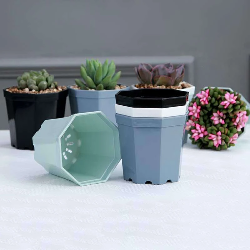 Пластиковый восьмиугольный горшок для цветов 5 шт./упаковка|Цветочные горшки и
