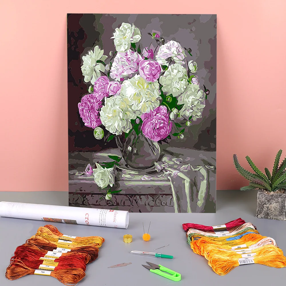 

Набор для вышивки крестом 11CT с цветочным принтом