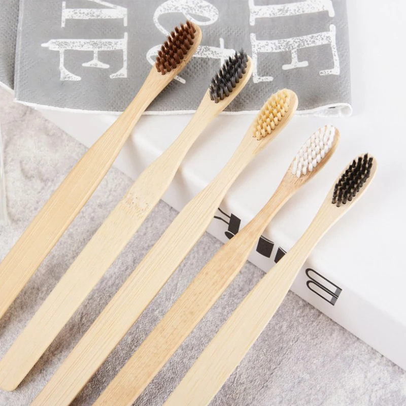 

10PCS Soft Bristle Charcoal Teeth Whitening Premium Bamboo Natural Wooden Toothbrushes Free Vegan-Friendly Biodegradable