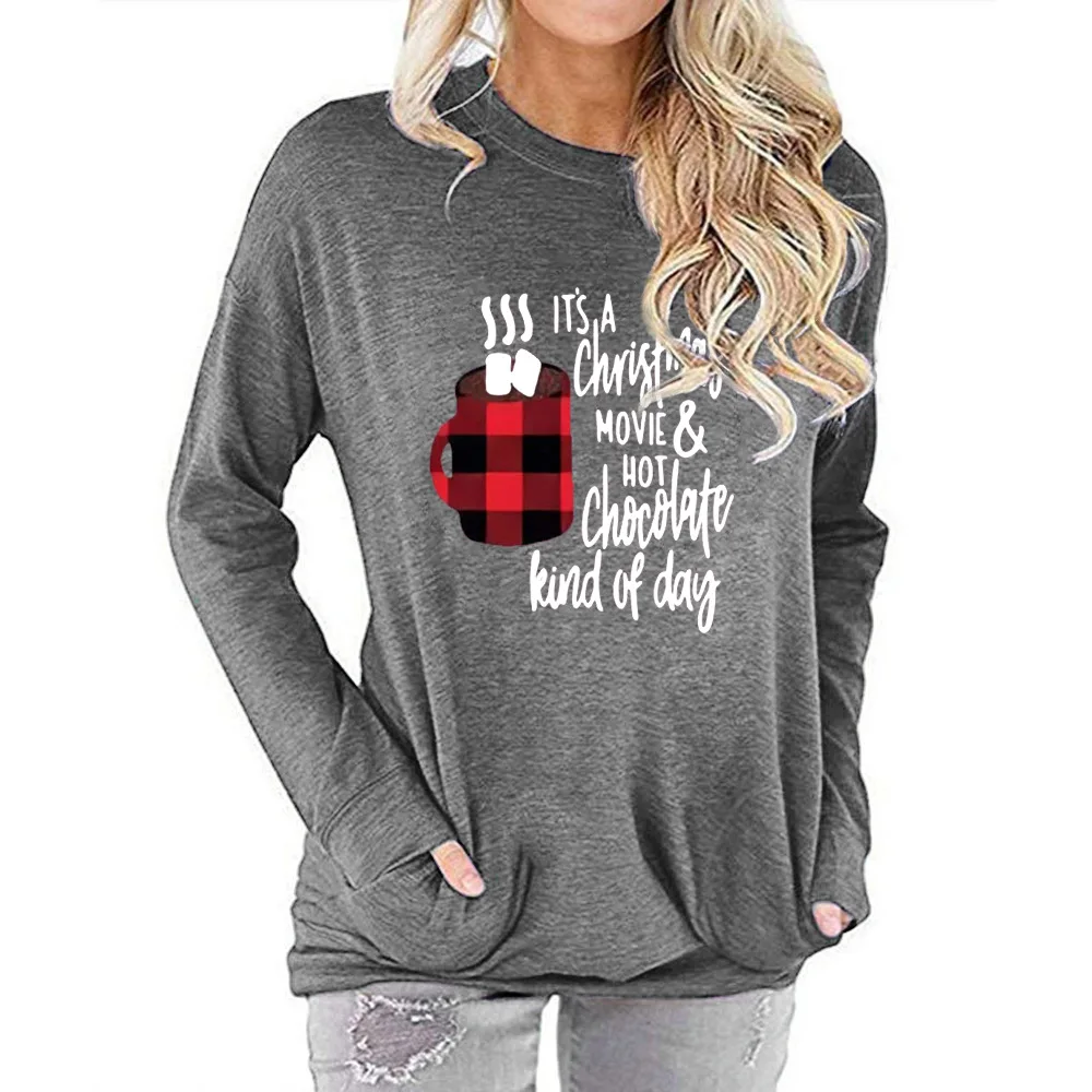 

Carney women's pocket sweater blended Mama Crew Neck Long Sleeve T-Shirt