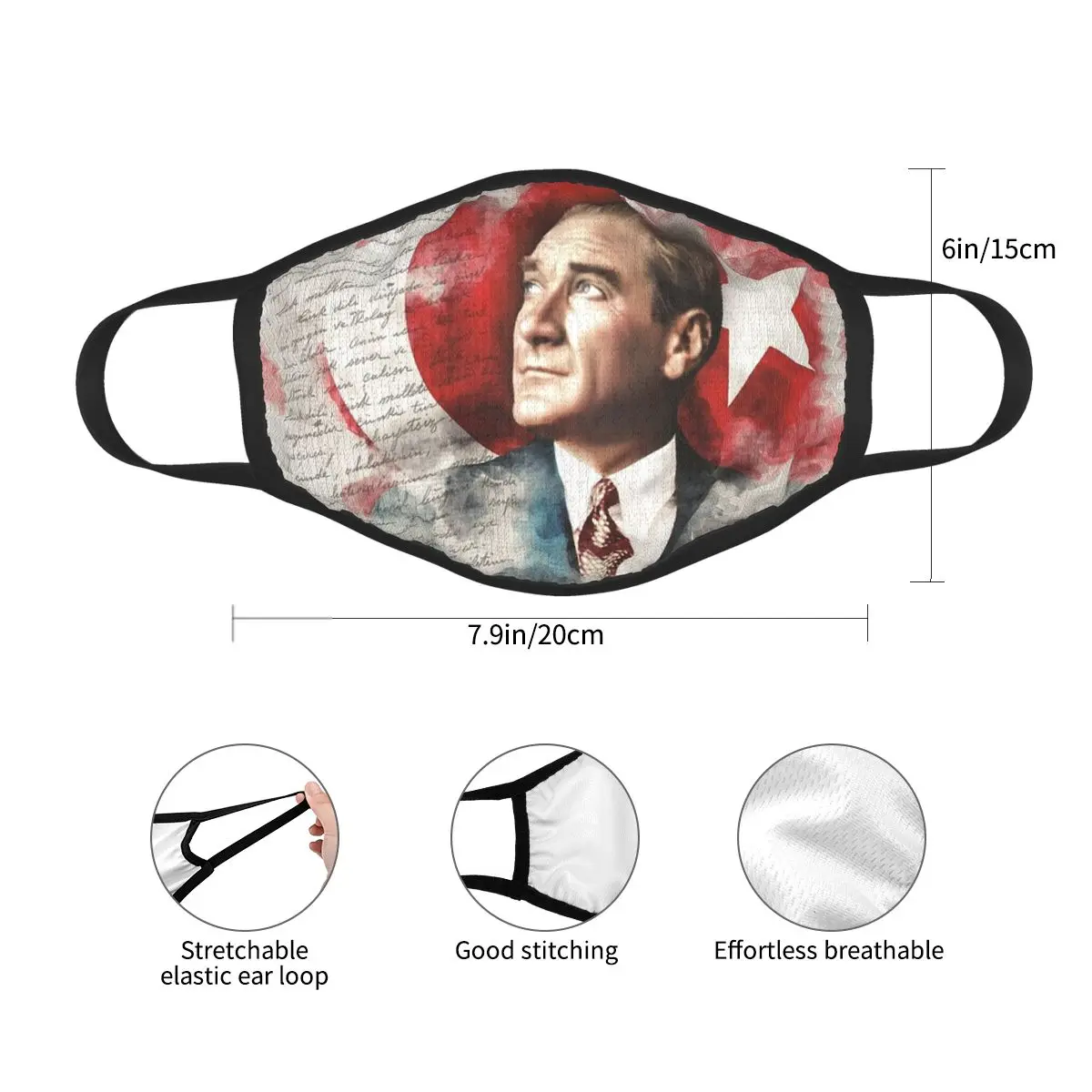 Многоразовая маска для лица Ataturk с турецким флагом против смога из Турции
