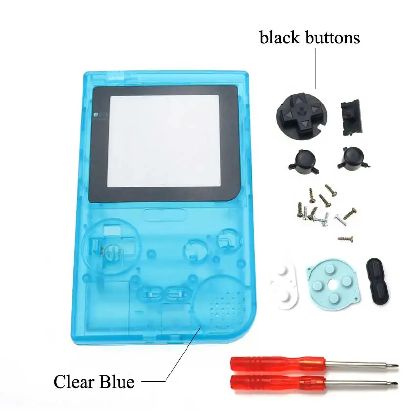 YuXi полный Чехол Корпус Замена для Gameboy Карманная игровая консоль для GBP оболочка с кнопками Набор отверток Инструменты - Цвет: clear blue