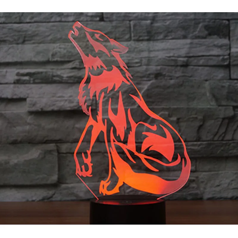 3D светодиодный ночной Светильник волком вой с 7 цветов светильник для украшения