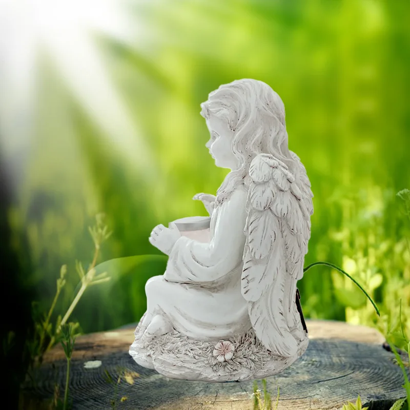

Solar Angel Statue Modern Simple Resin Handicraft Cute Girl Figurines for Home Living Room Bedroom Decoration FAS6
