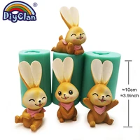 3d simulation rabbit silicone mold for cake topper decoration easter bunny candle making form animal shape plaster resin mold