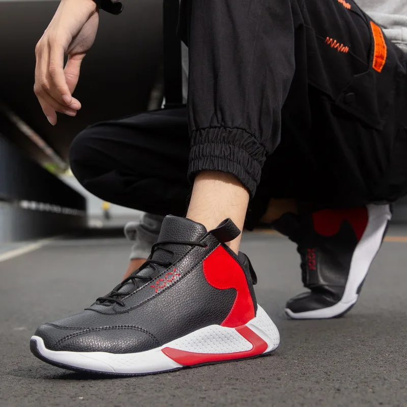 Мужская баскетбольная обувь большого размера противоударные высокие кроссовки