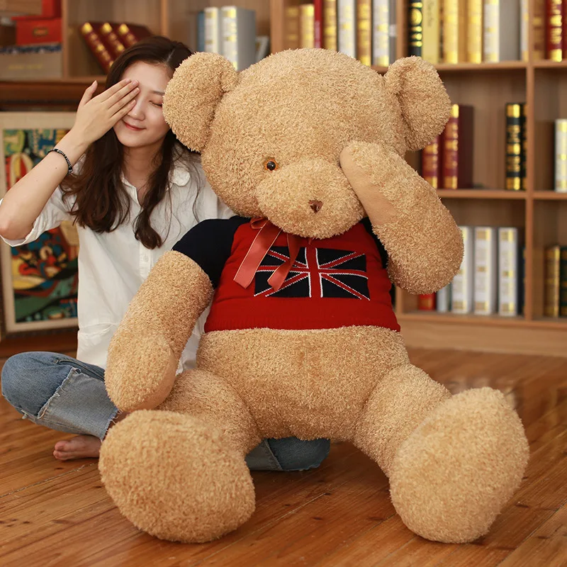 

130cm Huge Teddy bear shy hug bear stuffed doll With magnet plush toy full size high quality birthday gift for kids girlfriends