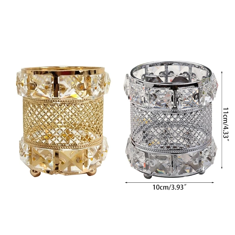 

Gold/ Silver Cosmetic Brush Holder, Crystal Vanity Tool Display Organizer Contai
