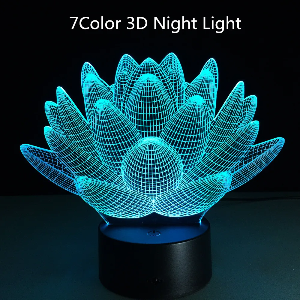 

Lotus Flower 3D USB LED Night Light Colors Changing Christmas Lights Touch Button Kids Living Bedroom Lighting Lampen Luminarias