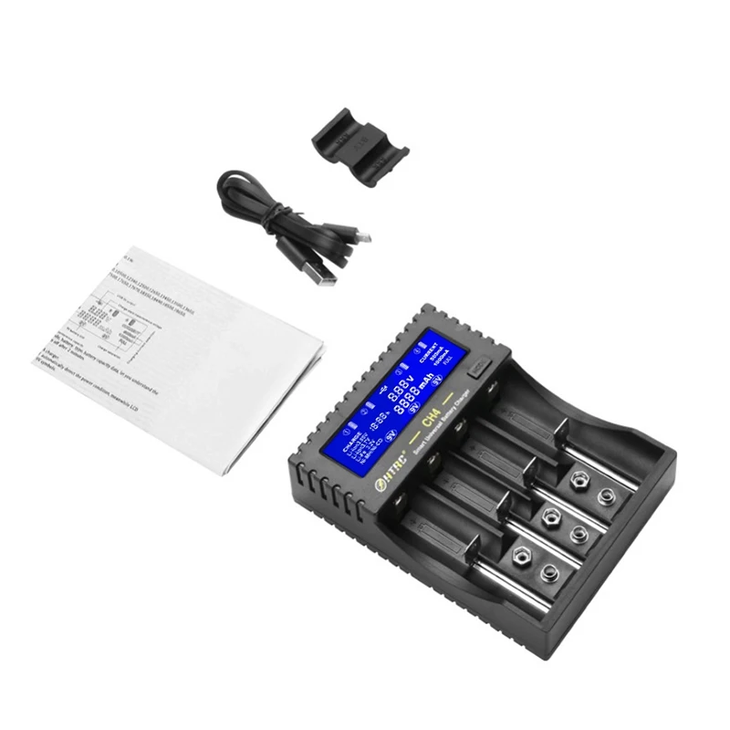 

HTRC 18650 Multi-Function Li-Ion Li-Fe Ni-MH Ni-CD Smart Charger for AA/AAA/18650 9V Battery 4 Slots Battery