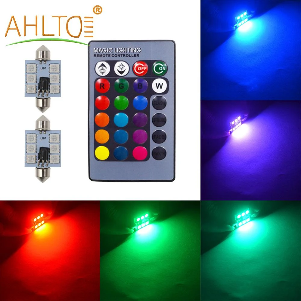 T10 RGB автомобильный Led C5W 39 мм 5050 6SMD 12 В гирлянда купол дверь многоцветный