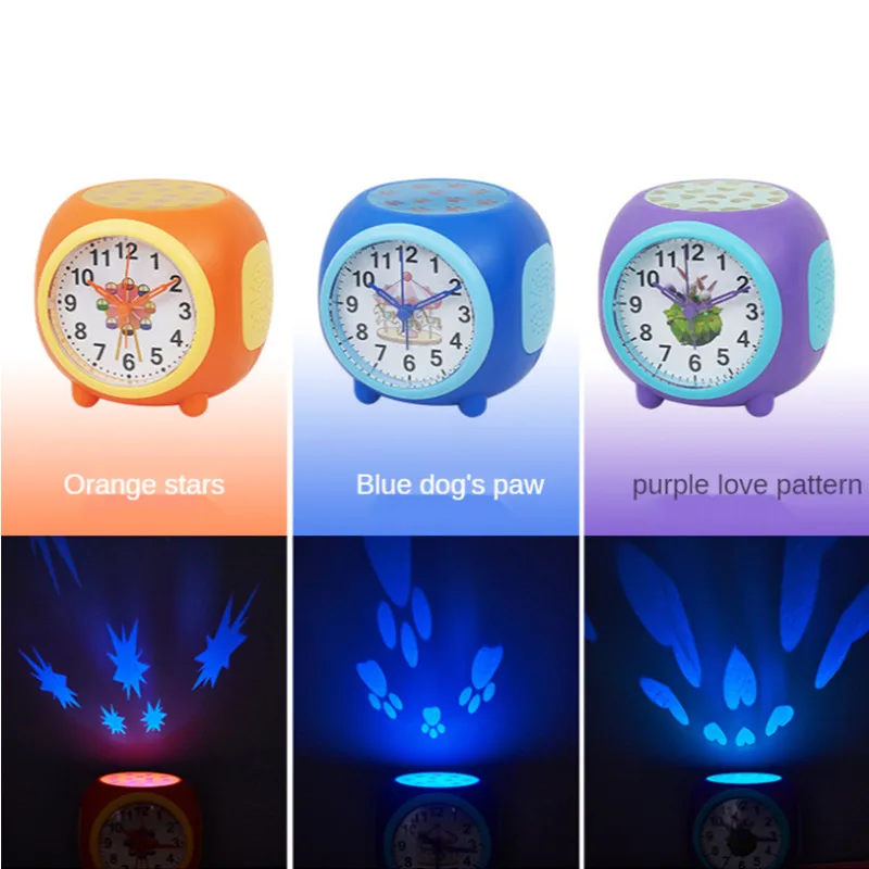 

Alarm Clock Star Sky Projection Needle Pointer Silent Colorful Music Wake Up Clock for Children Home Decor Kids Gift Cute Clocks