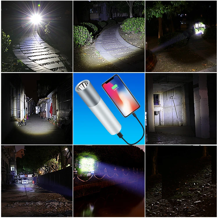 

led Mini flashlight USB Rechargable Built-in battery 3 Lighting Mode WaterproofTorch Stylish Portable Suit for Night Lighting