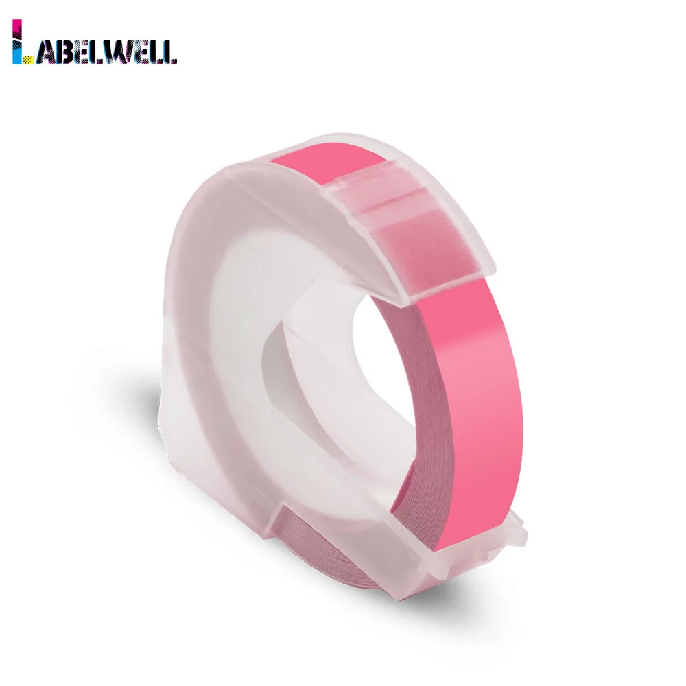Labelwell 1 шт. 9 мм розовая ПВХ этикетка для 3D лента с тиснением совместима Dymo Motex E 101 202