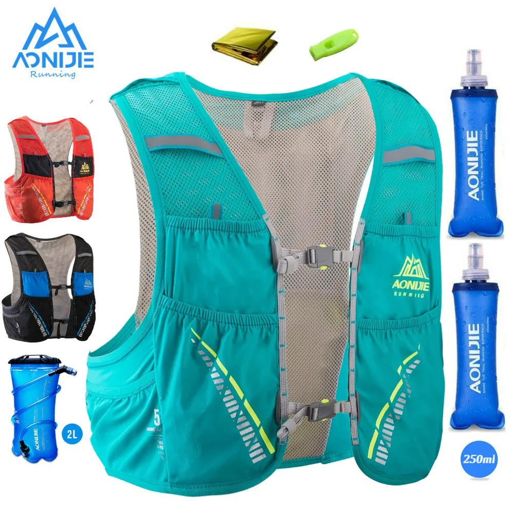 AONIJIE C933  5LHydration Pack 2PCS 250ML Rucksack Bag Vest Harness Water Bladder Hiking Camping Running Marathon Race Climbing