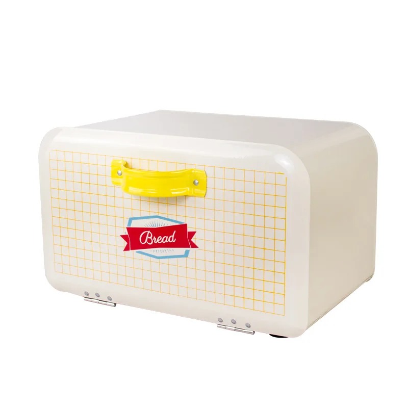 

Vintage Style Non-toxic Metal Bread Bin with Front Lid Kitchen Counter Food Storage Box Container for Loaf Cookies Cake Biscuit