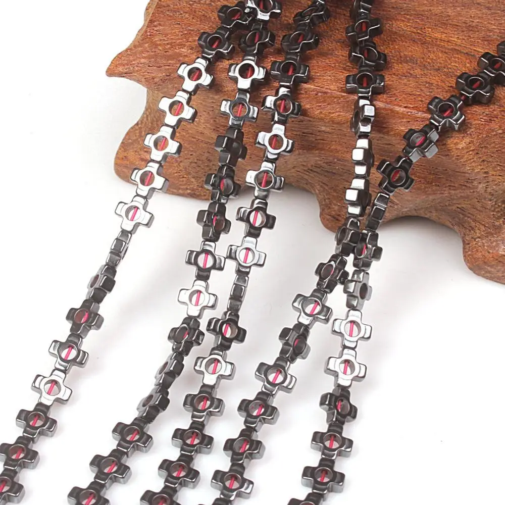 

Натуральный гематит аксессуары квадратный крест камень россыпью 6 мм для ожерелья браслета DIY Ювелирные изделия 15 дюймов нить