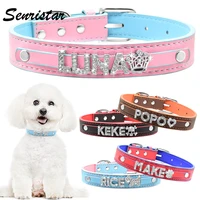 personalized bling name leather dog collar for small medium large dogs custom rhinestone letter name cat dog collar teddy poodle
