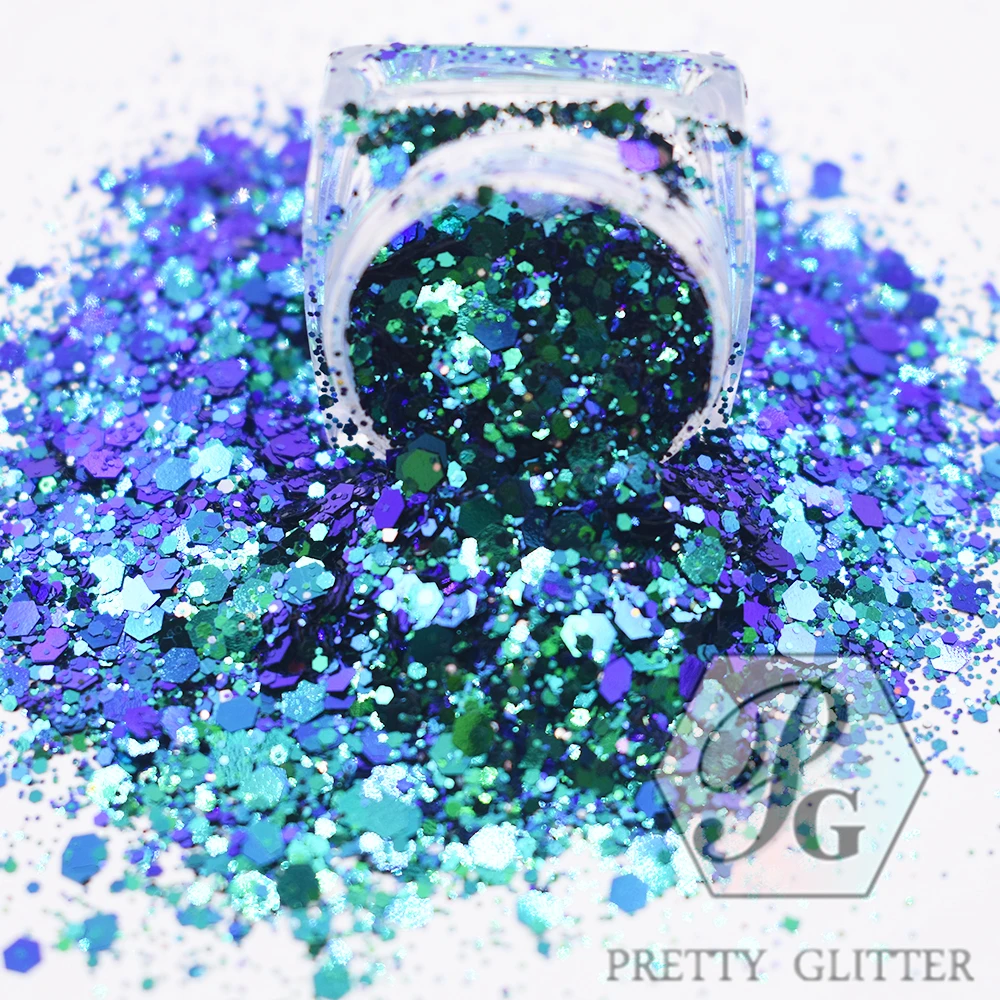 PrettyG DIY 100 г 12 смешанных цветов объемные миксы лазерные блестки для ногтей хлопья