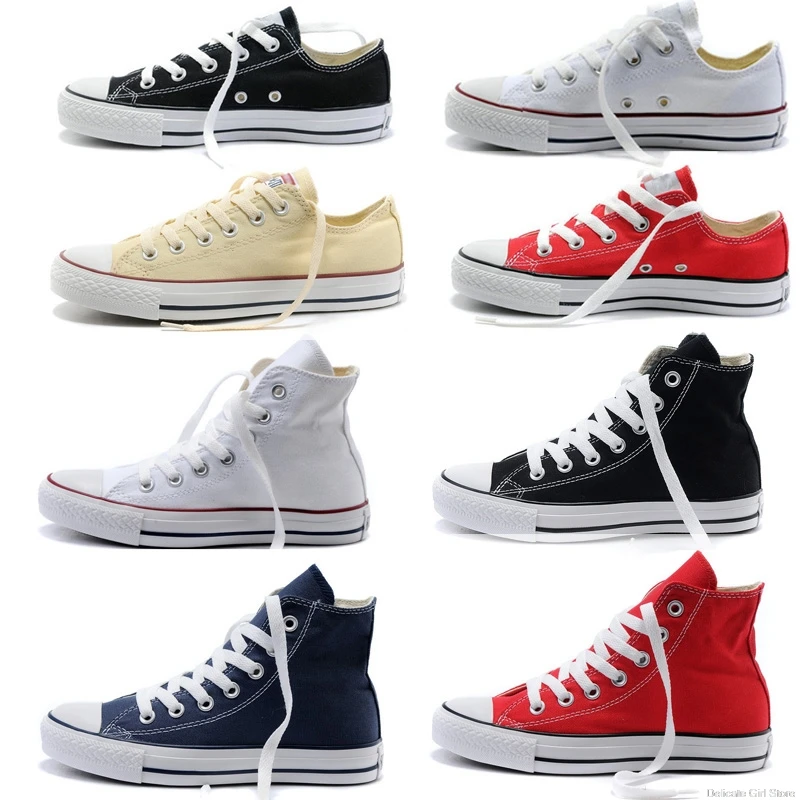 Женские Классические подлинные парусиновые кеды с высоким берцем на плоской