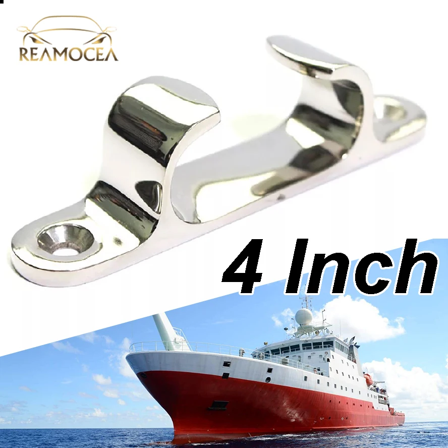 

Reamocea 4" Stainless Steel Dock Cleat Line Rope Hardware Sailing Boat Deck Cleat Bow Chock Yacht Marine Grade Surface Polishing
