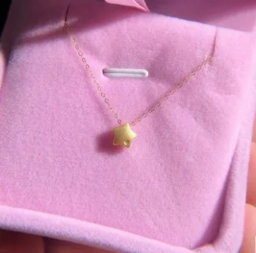 

100% Real Pure Gold 999 Jewelry Necklace Fine Jewelry Star Pendant Solid Pure AU750 Chain For Women