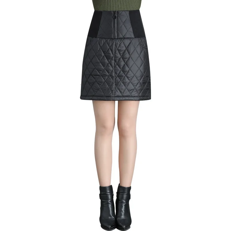 

Women Warm 2020 New Autumn Winter Thick High Waist Ladies Duck Down Vintage A-line Mini Skirts Female Big Plus Size