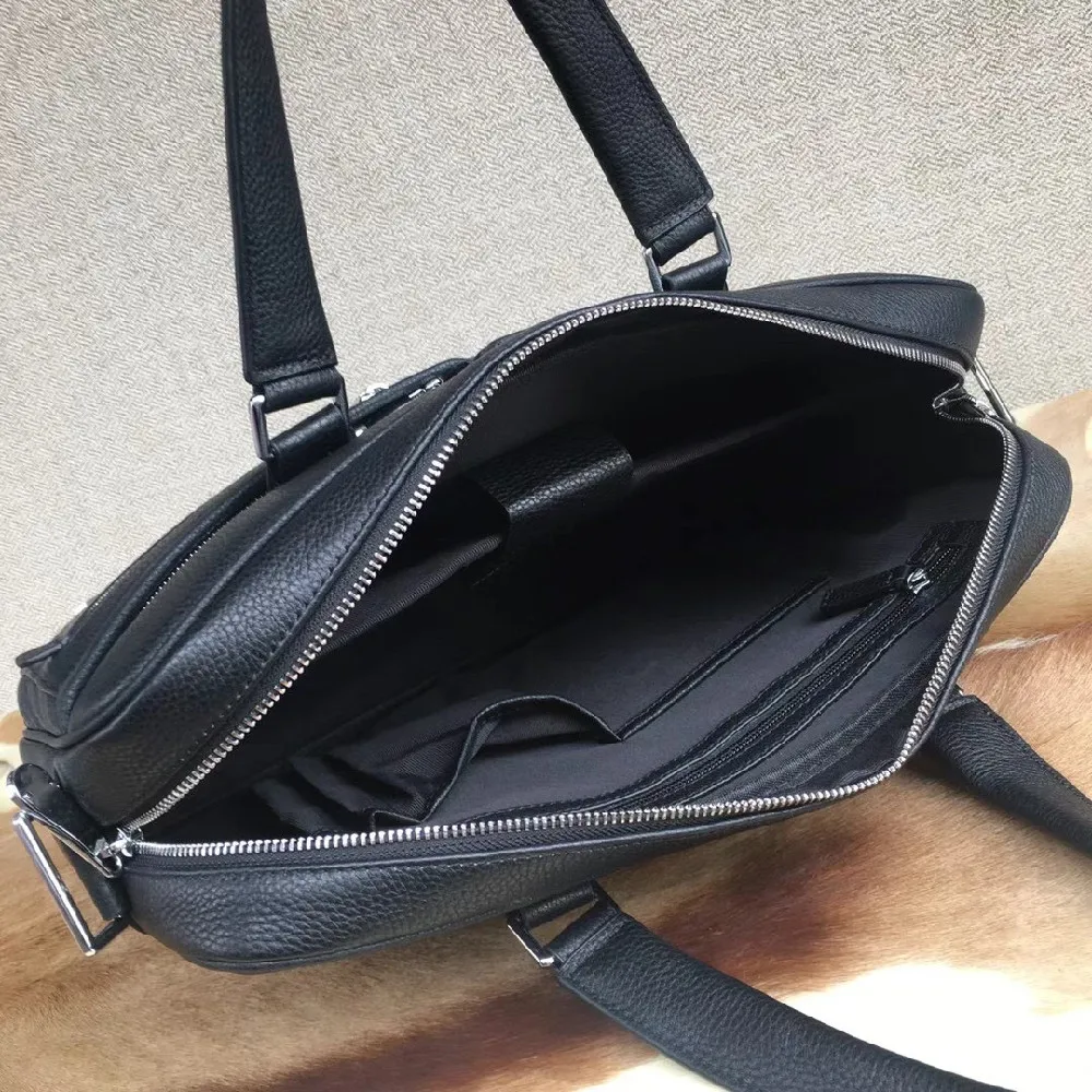

Men's high-end leather business negotiation document notebook one-shoulder messenger handbag39cm