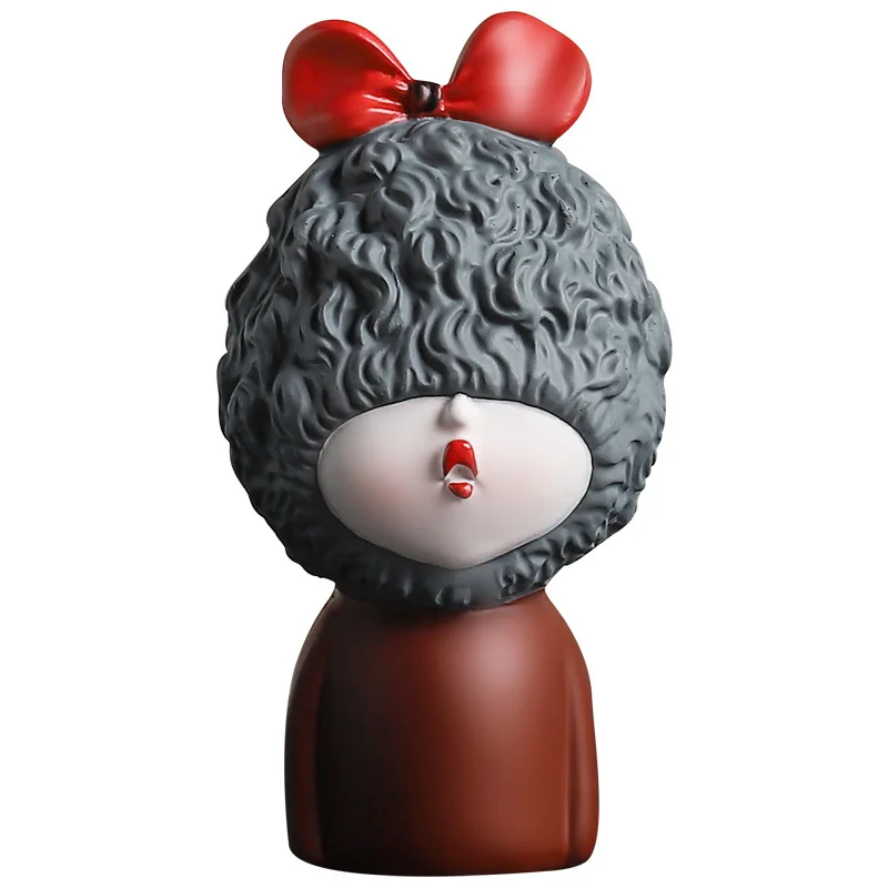 

Nordic Style Creative Resin Carving Du Mouth Girl Model Living Room Wine Cabinet Art Ornaments Home Decorations Birthday Gifts
