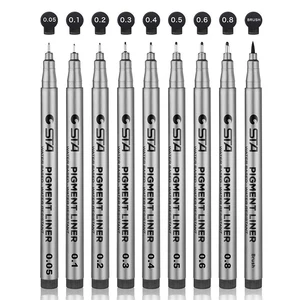 9 шт. разные размеры наконечников, черный пигментный лайнер, художественный маркер на водной основе, ручка для рисования, рукописное письмо