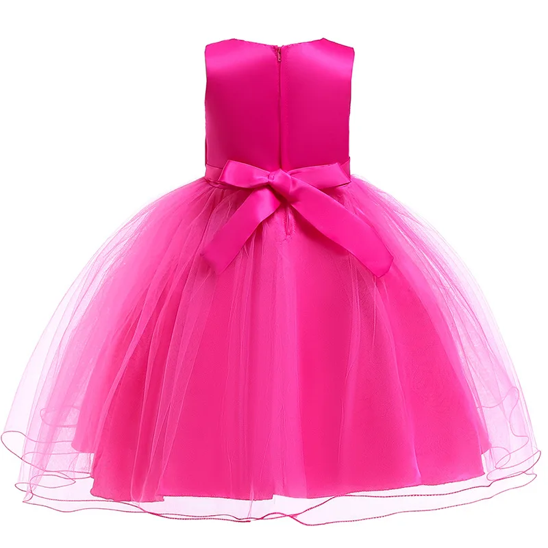 Children Formal Clothes Trend Bow Solid Color Cute Princess Tutu Girls Dress Christmas Day Stage Kids Dresses for 3-10Y | Детская одежда