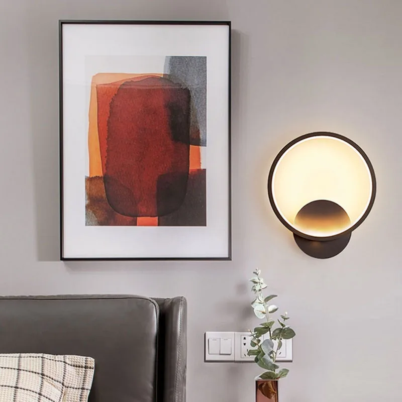

Minimalist Black White LED Wall Lamp for Bedroom Living Dining Room Kitchen Corridor Bedside Indoor Decorative Light Fixture